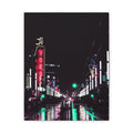 Cyberpunk Slick Street Canvas Wall Art - Neon Alley Decor