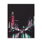 Cyberpunk Slick Street Canvas Wall Art - Neon Alley Decor