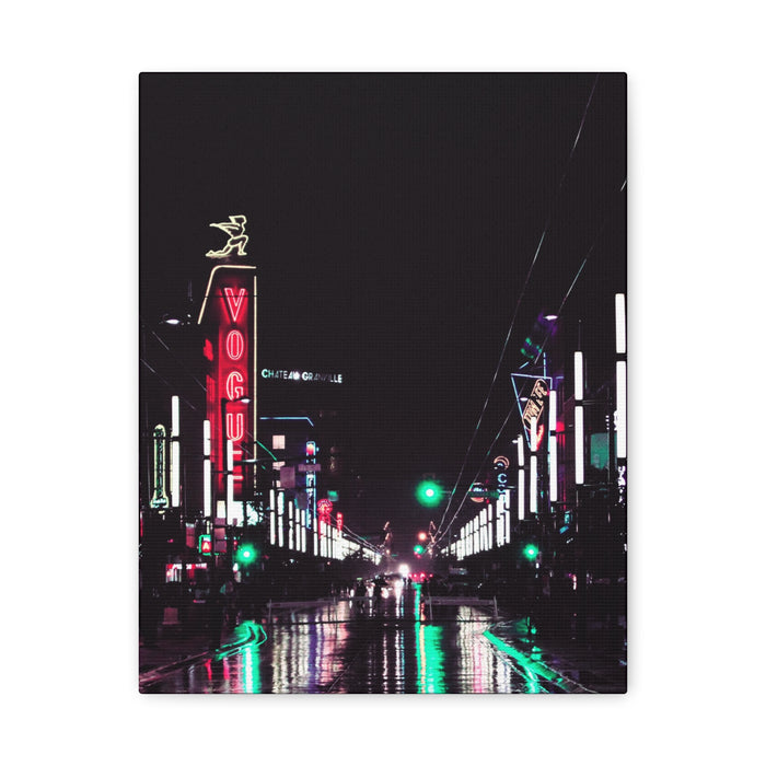 Cyberpunk Slick Street Canvas Wall Art - Neon Alley Decor