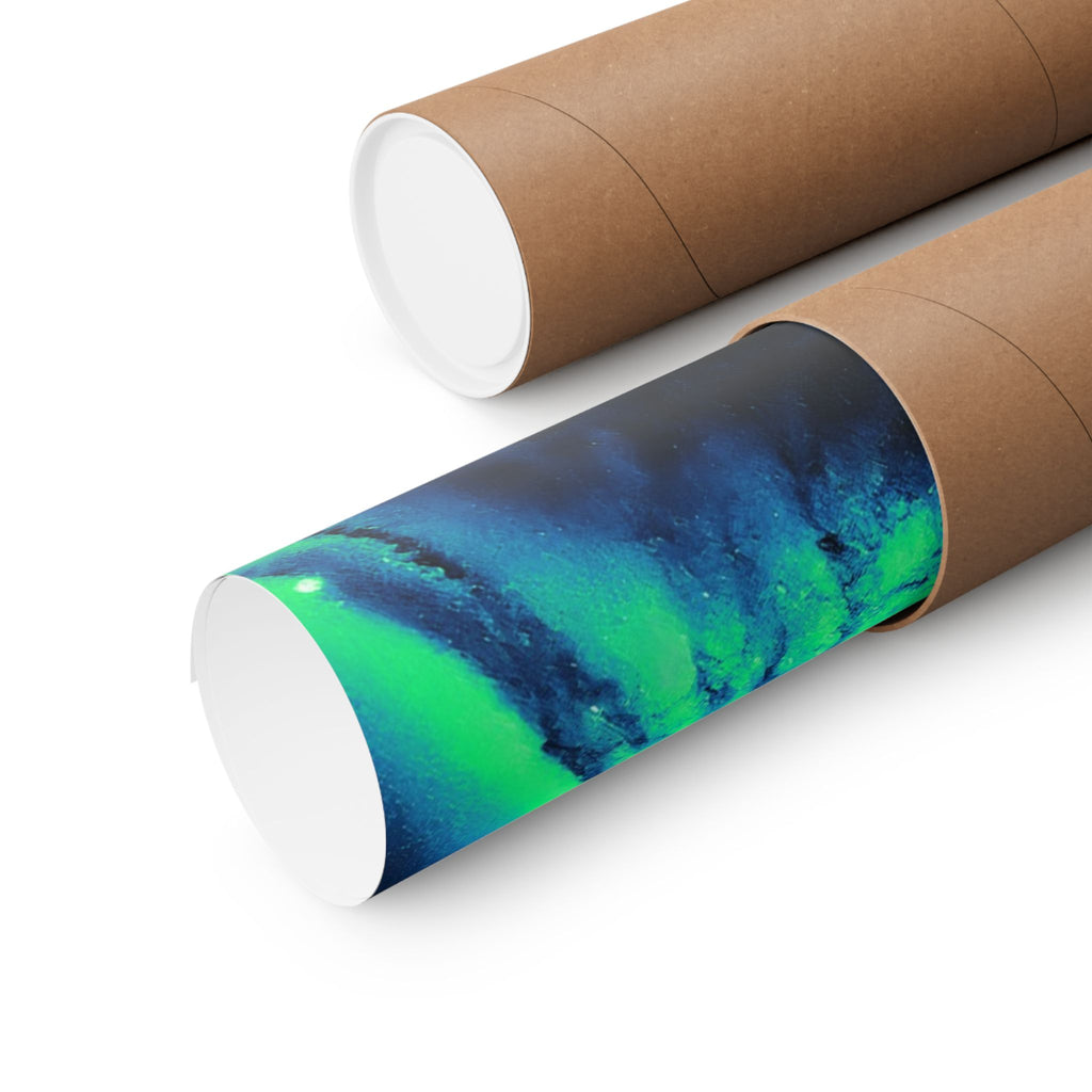 Vaporwave Green and Blue Spiral Galaxy Matte Poster Print
