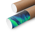 Vaporwave Green and Blue Spiral Galaxy Matte Poster Print