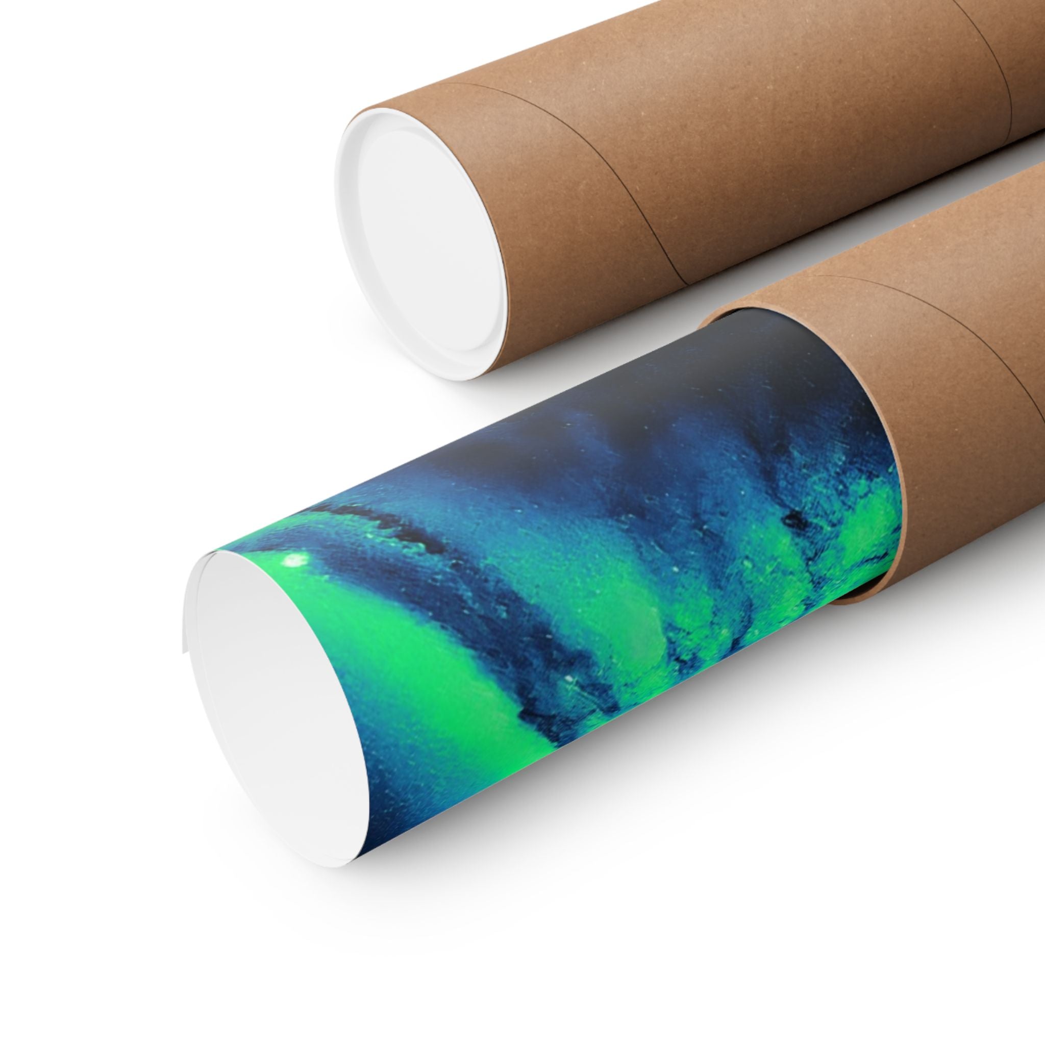 Vaporwave Green and Blue Spiral Galaxy Matte Poster Print