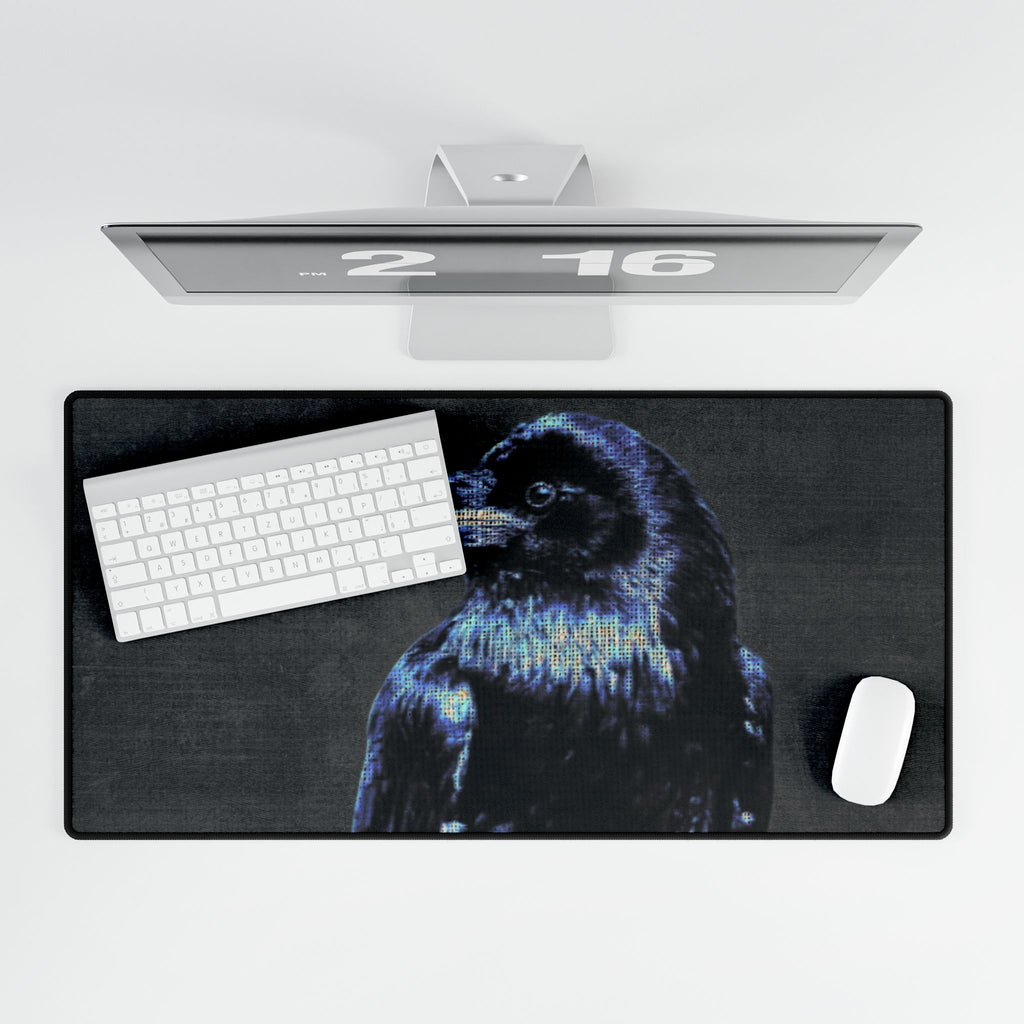Mystical Blue Raven Mouse Pad - Crow Bird Desk Mat