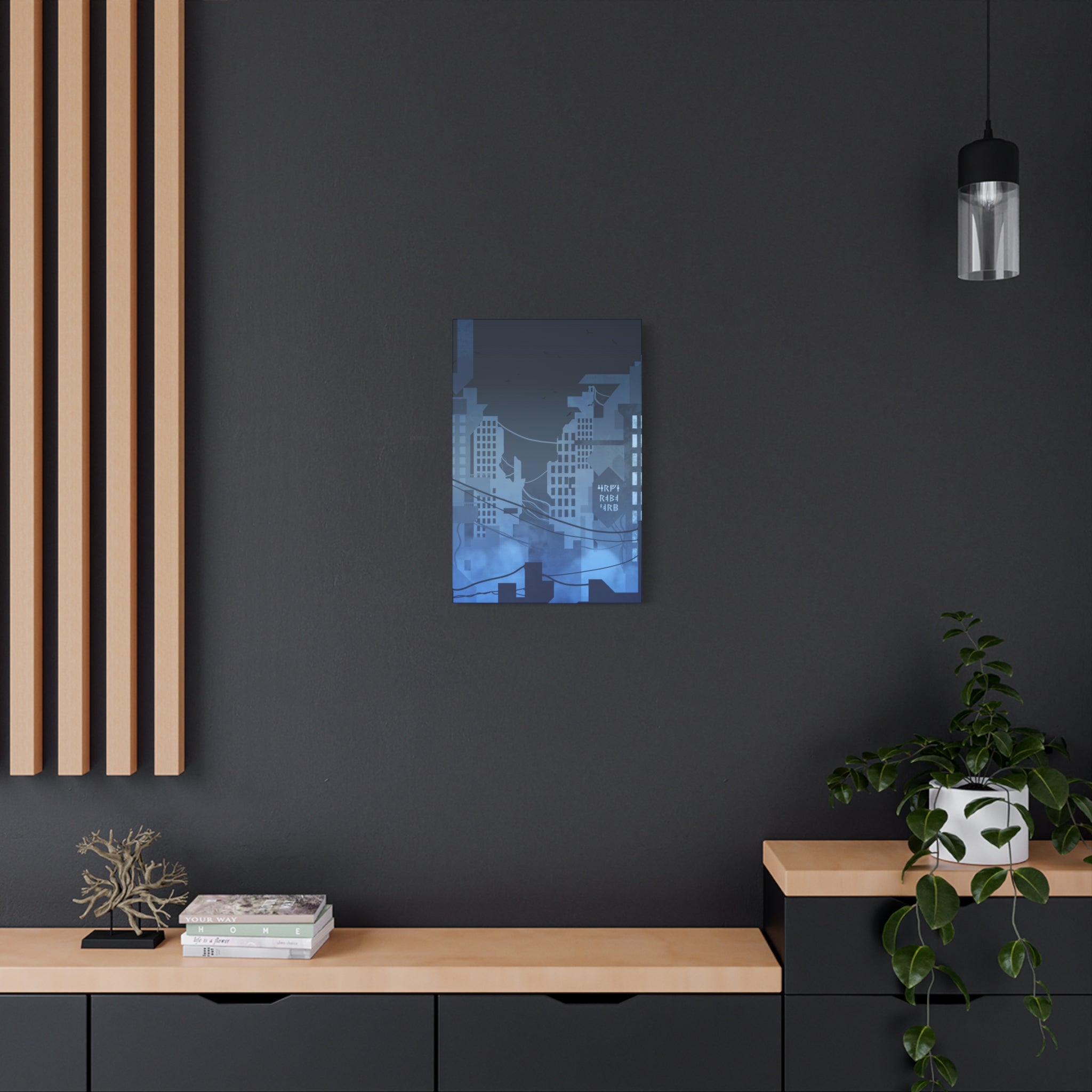 City Lights Canvas Wall Art - Neon Cyberpunk Cityscape Decor
