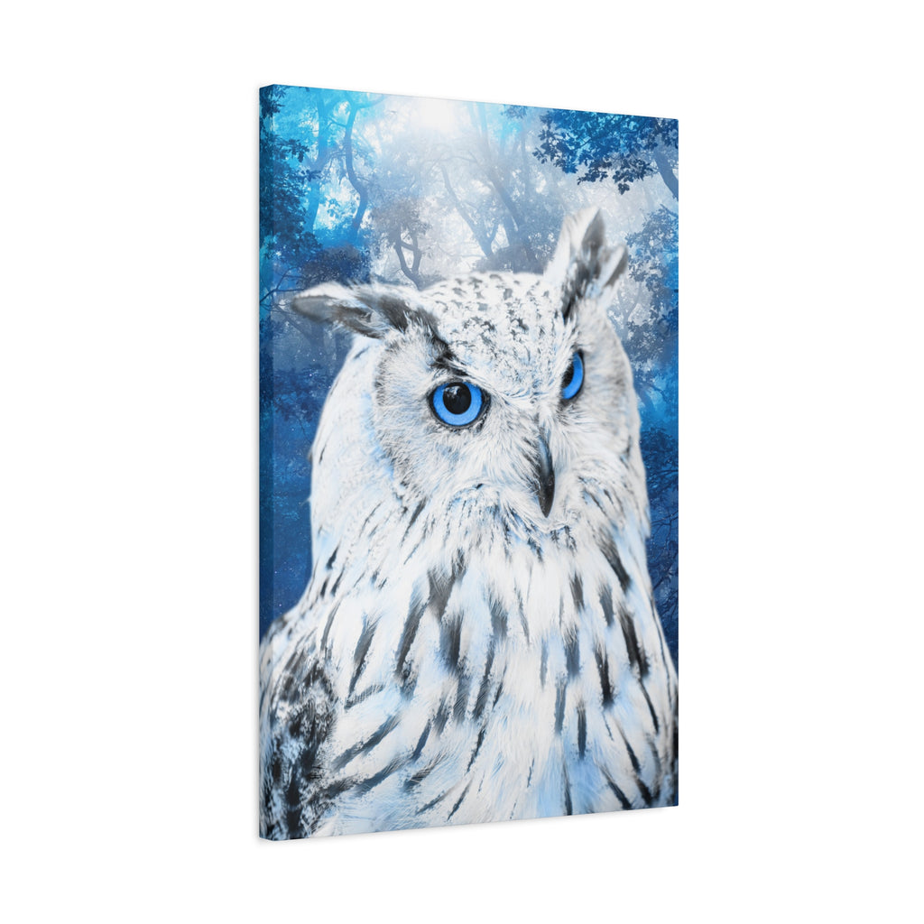 Frost Owl Canvas Wall Art - Winter Animal Fantasy Nature Decor