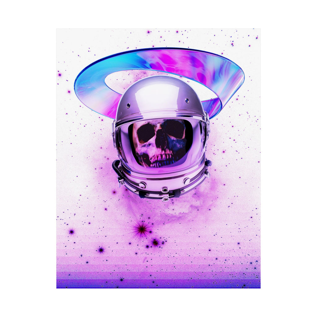 Astronaut Skeleton Skull Poster Print - Neon Space Skull Art