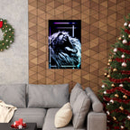 CRT Lion Retro Wave Poster - 80s Synthwave Neon Art Print