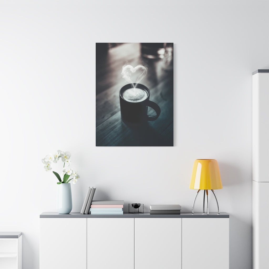 Coffee Love Kitchen Canvas Wall Art - Rustic Cafe Decor