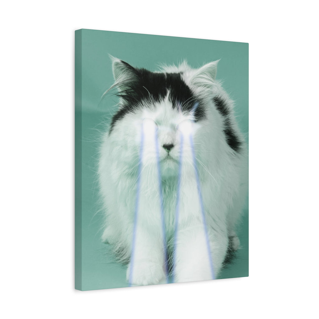 Laser Cat Canvas Wall Art - Funny Sci-Fi Space Feline Decor