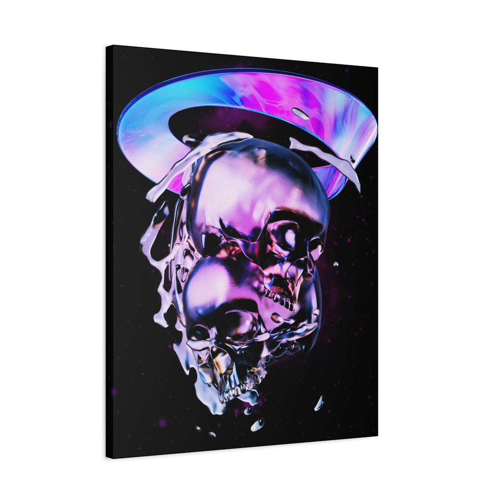 Melted Skeleton Skulls Canvas Wall Art - Gothic Cosmic Skull Decor