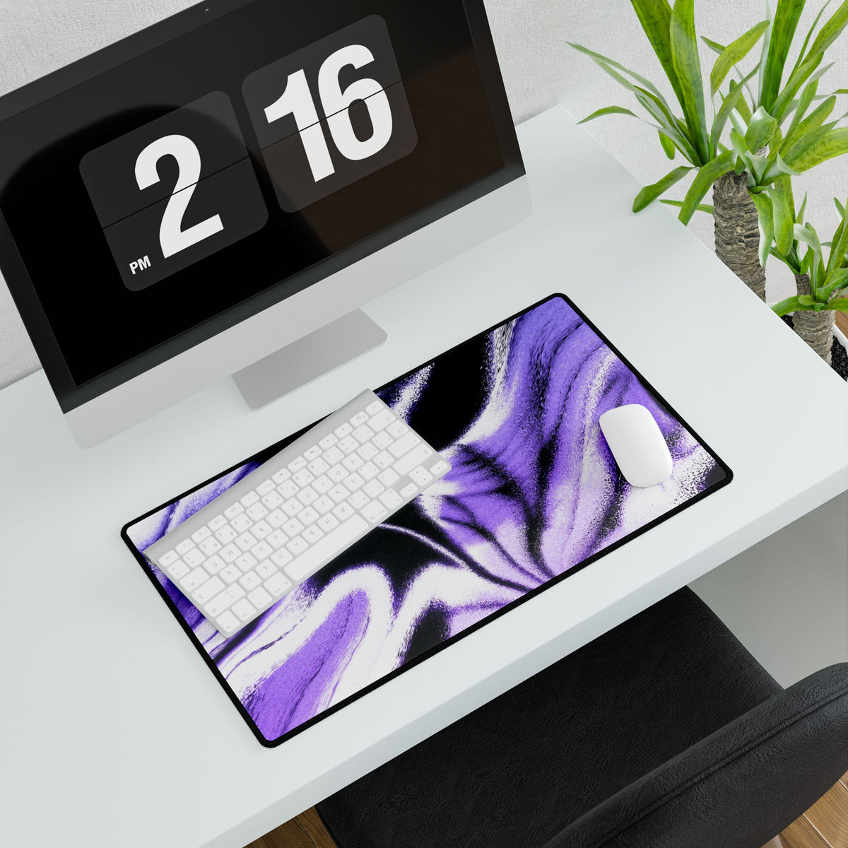 Purple Night Desk Mat - Swirling Black Abstract Mouse Pad