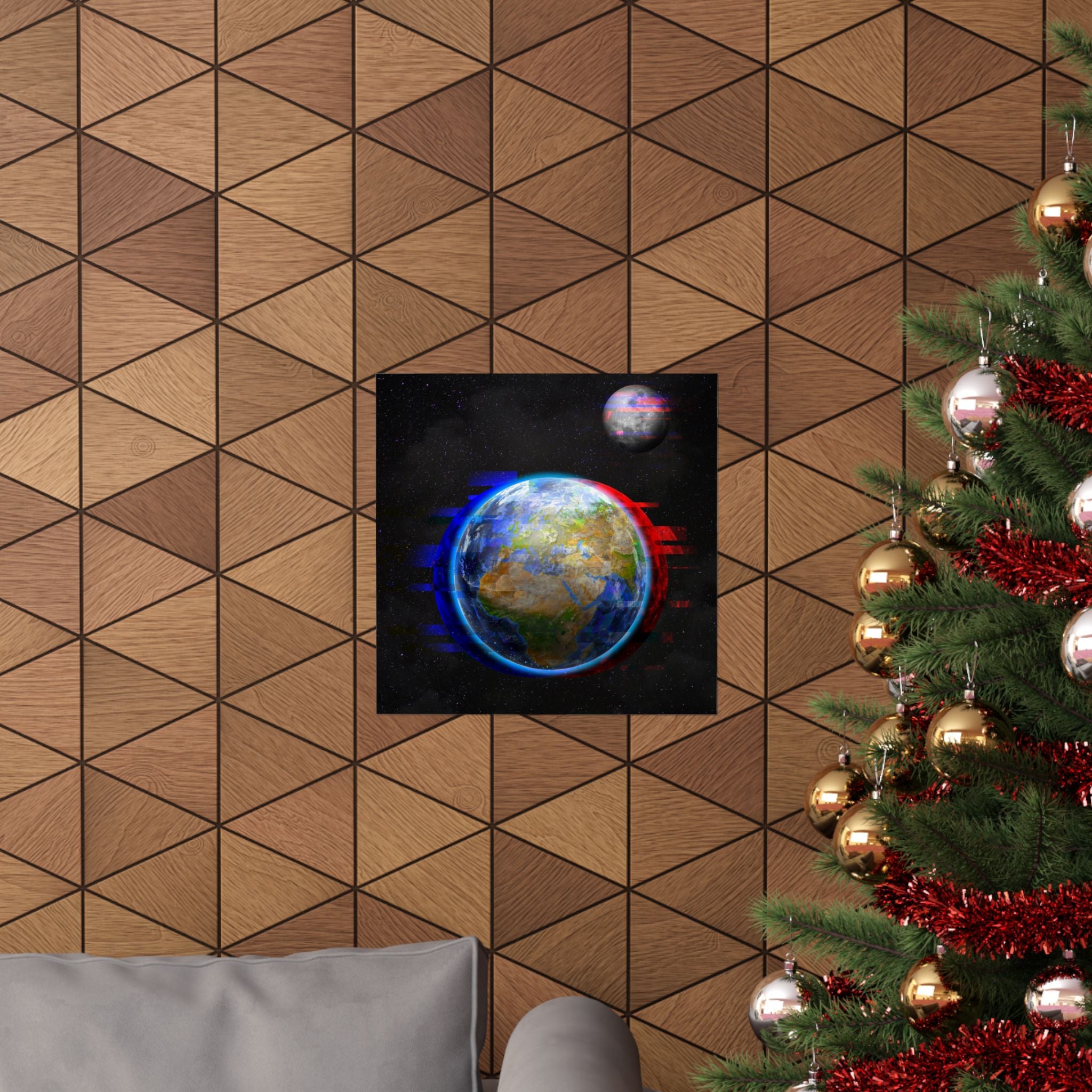 Earth Glitched Poster - Digital Glitch Space Art Print