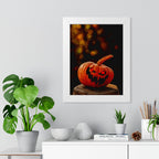 Spooky Pumpkin Framed Vertical Poster - Halloween Decor for Home & Office - Premium Quality Print