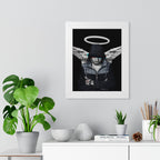 Modern Angel Framed Poster - Black & White Geometric Wings Wall Art