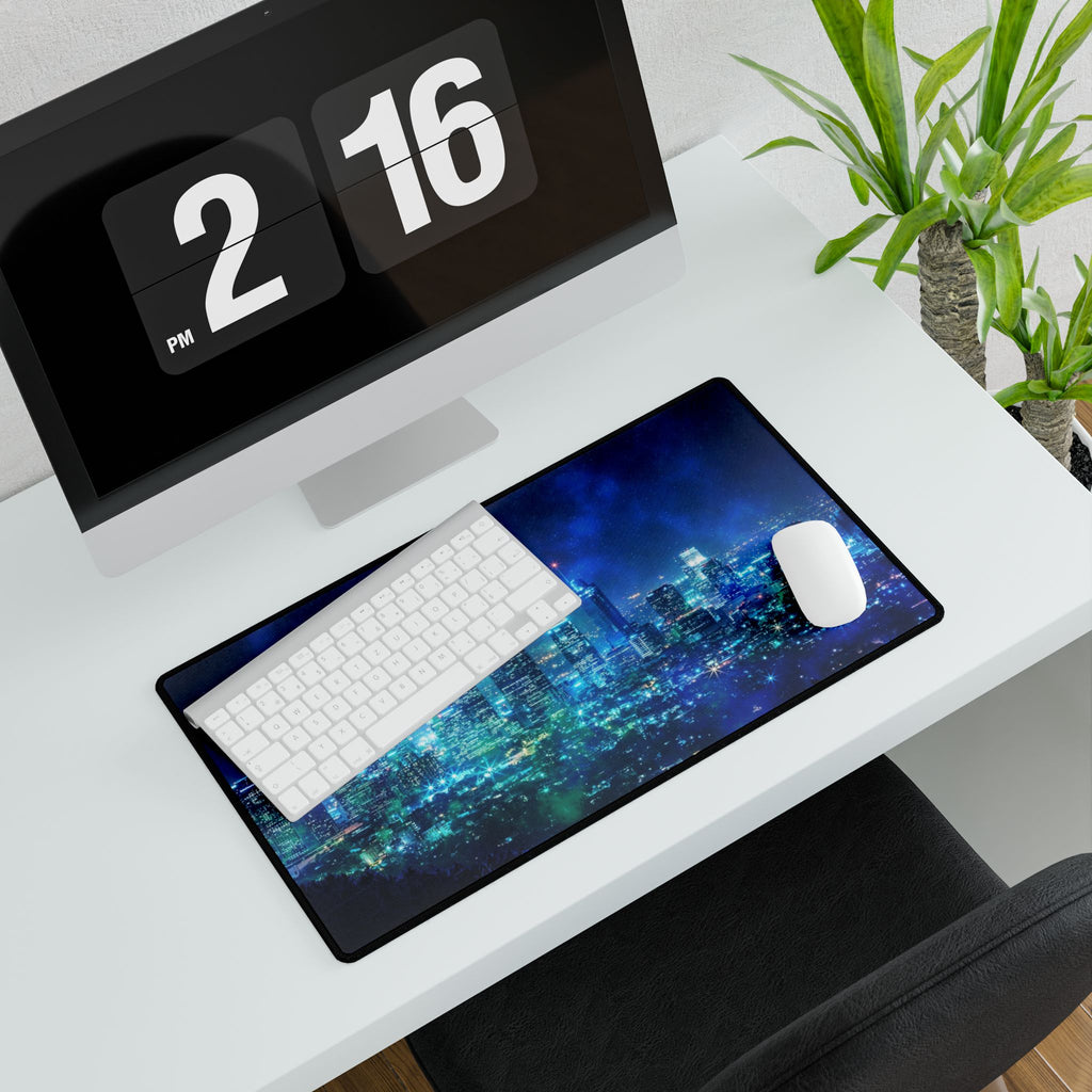 Cosmic Frosted City Galactic Skyline Gaming Desk Mat