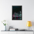 Cyberpunk Harbor Buildings Poster - Neon Cityscape Art Print