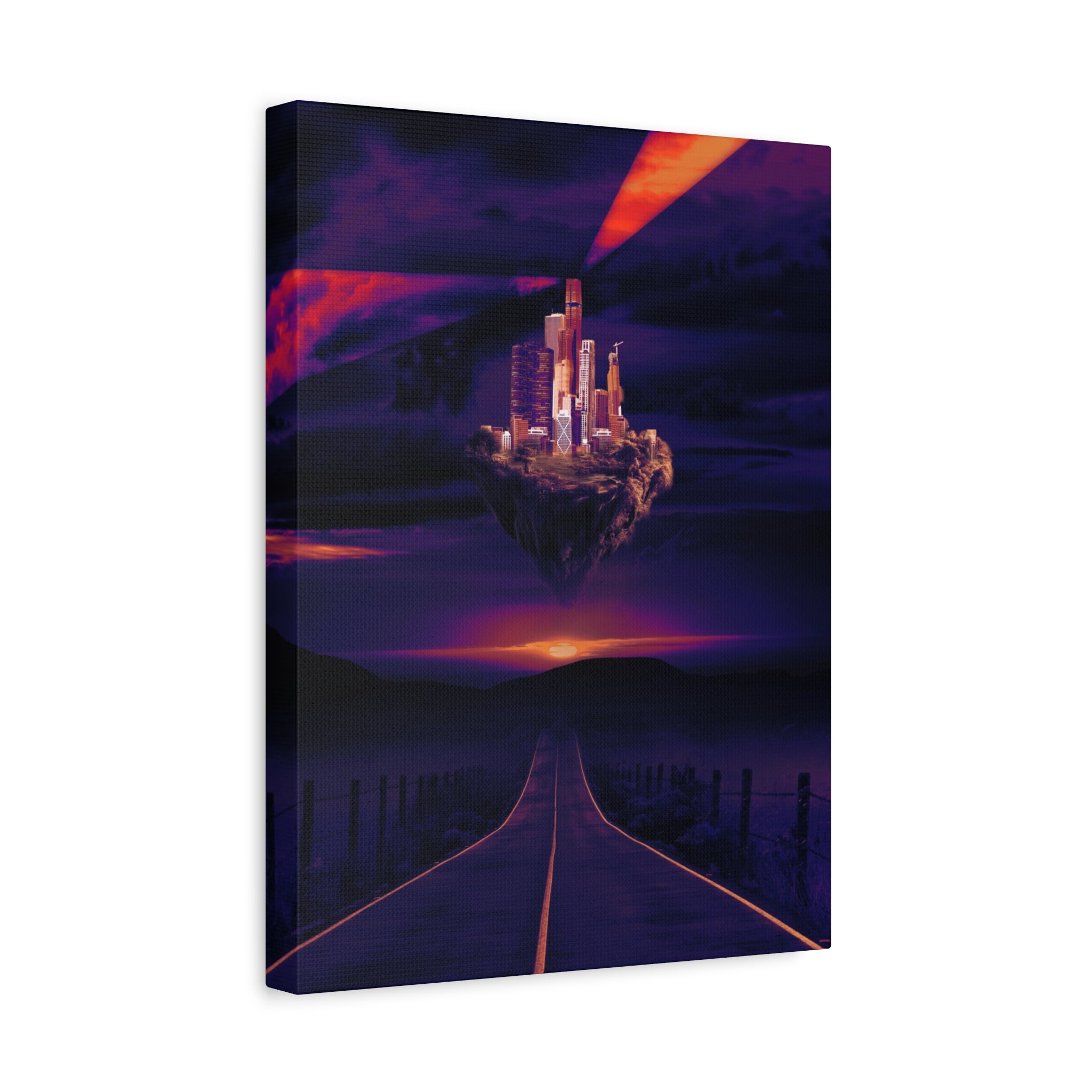 Abandoned City Canvas Wall Art - Sci-Fi Desert Ruins Decor