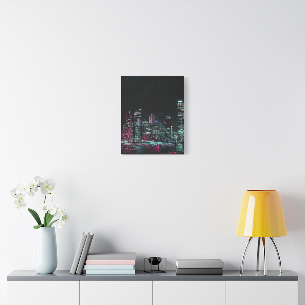 Cyberpunk Harbor Canvas Wall Art - Futuristic Sci-Fi City Decor