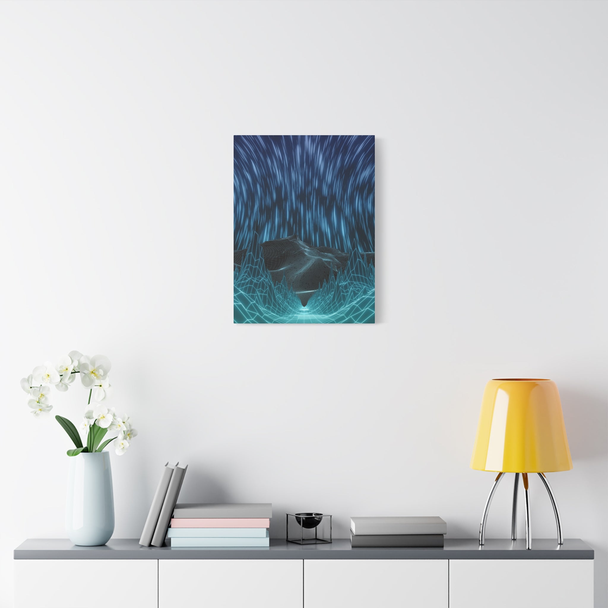 Cyber Wave Escape Canvas Print - Retro Futurism Vaporwave Decor