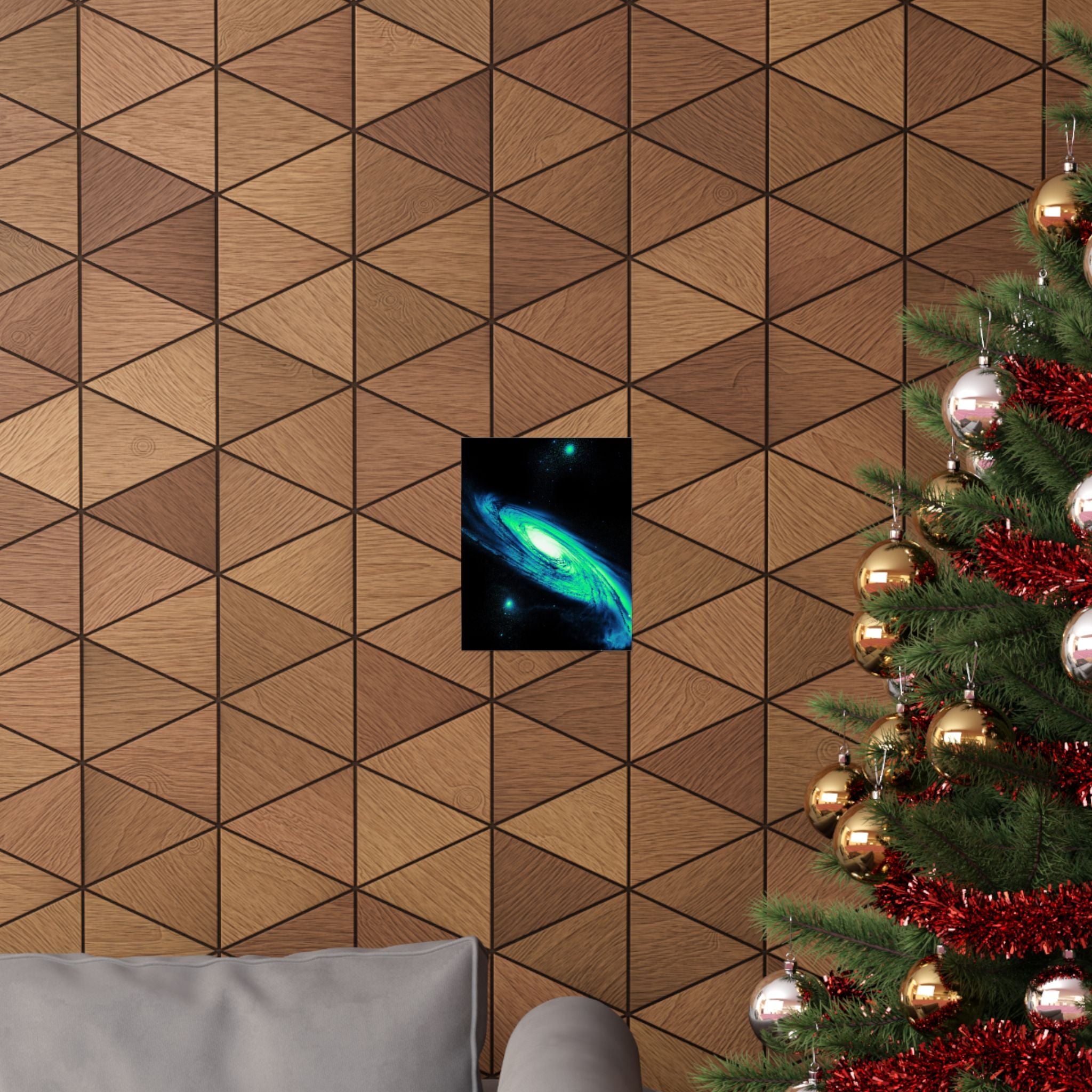 Vaporwave Green and Blue Spiral Galaxy Matte Poster Print