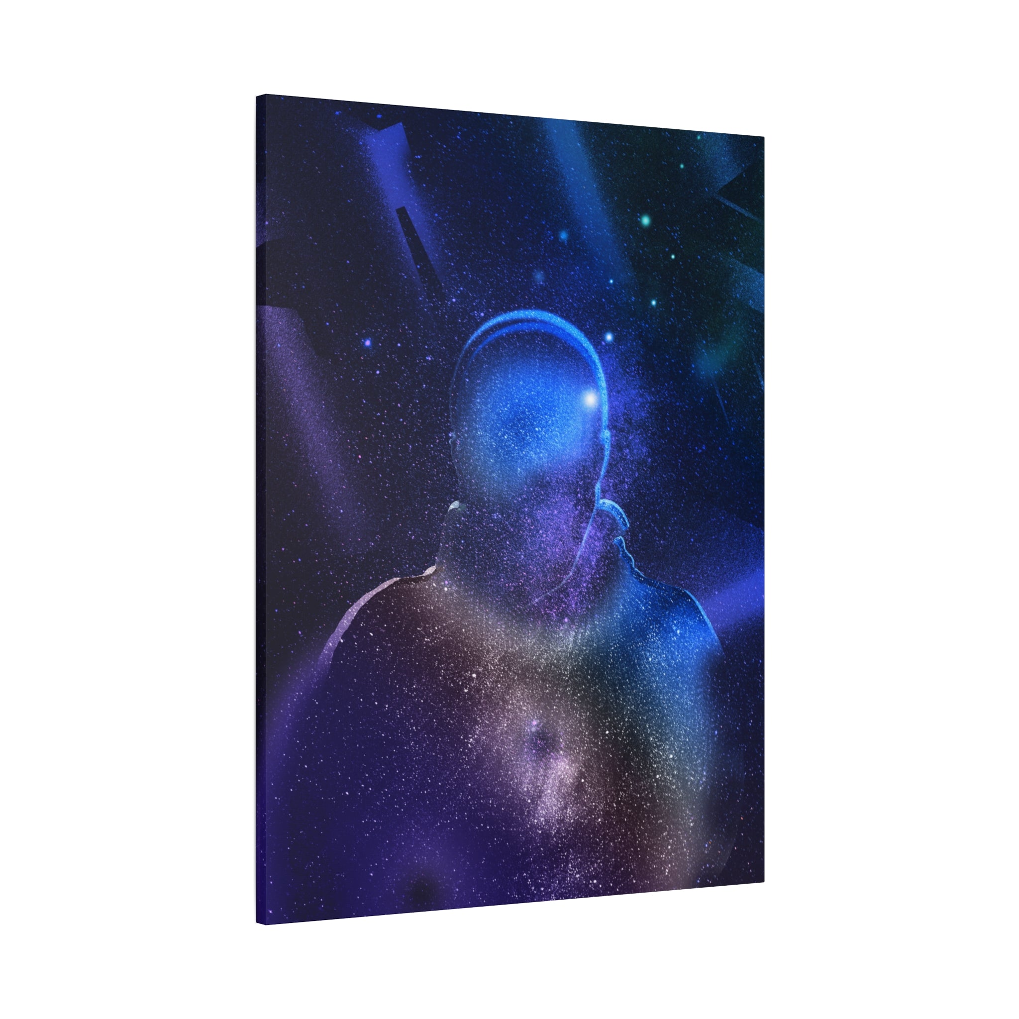 Figure in Space Canvas Wall Art - Cosmic Silhouette Decor
