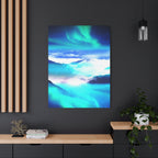 Starry Mountain Sky Canvas Wall Art - Aurora Borealis Decor
