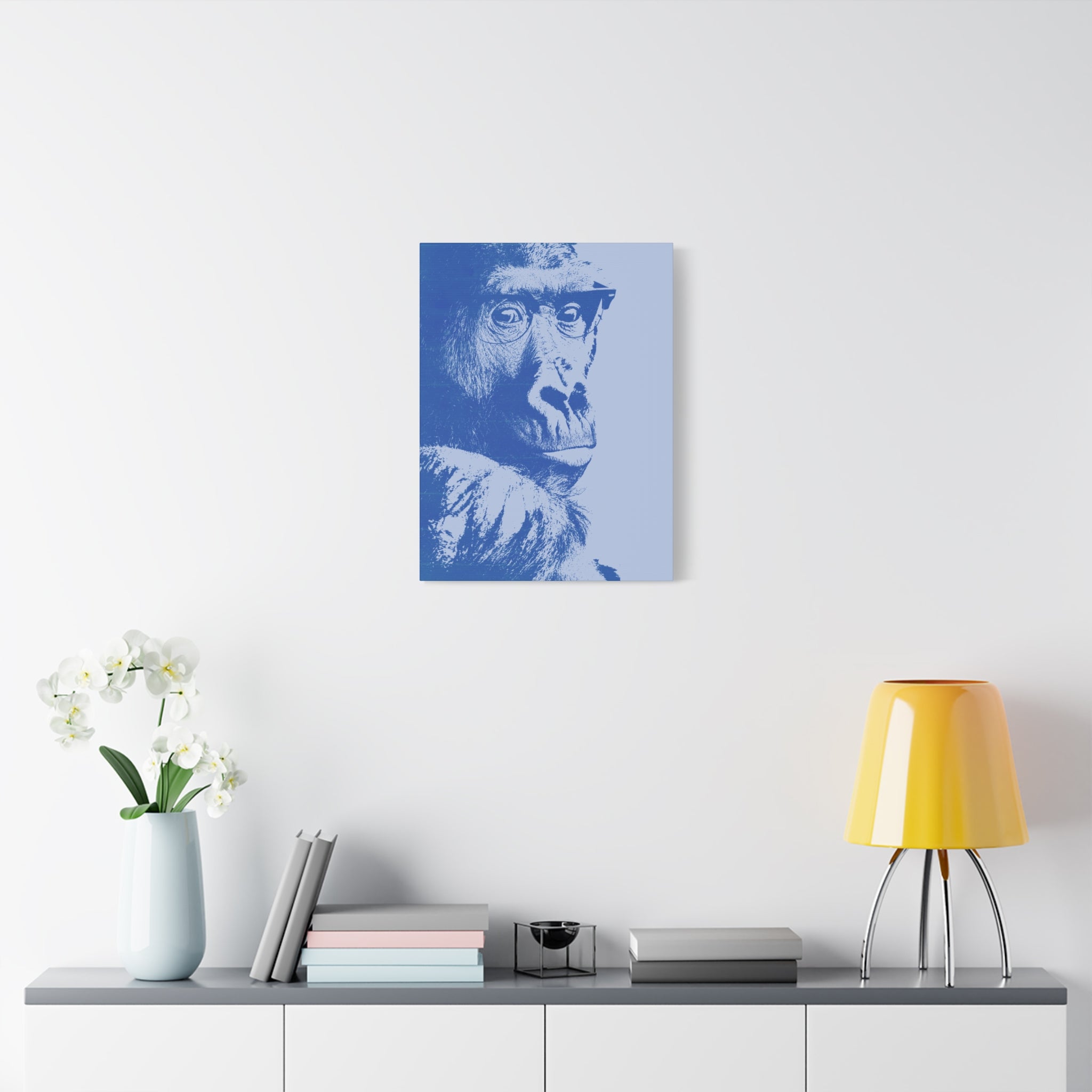 Educated Gorilla Canvas Wall Art - Abstract Modern Primate Decor