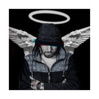 Modern Angel Poster - Black & White Geometric Wings Art Print
