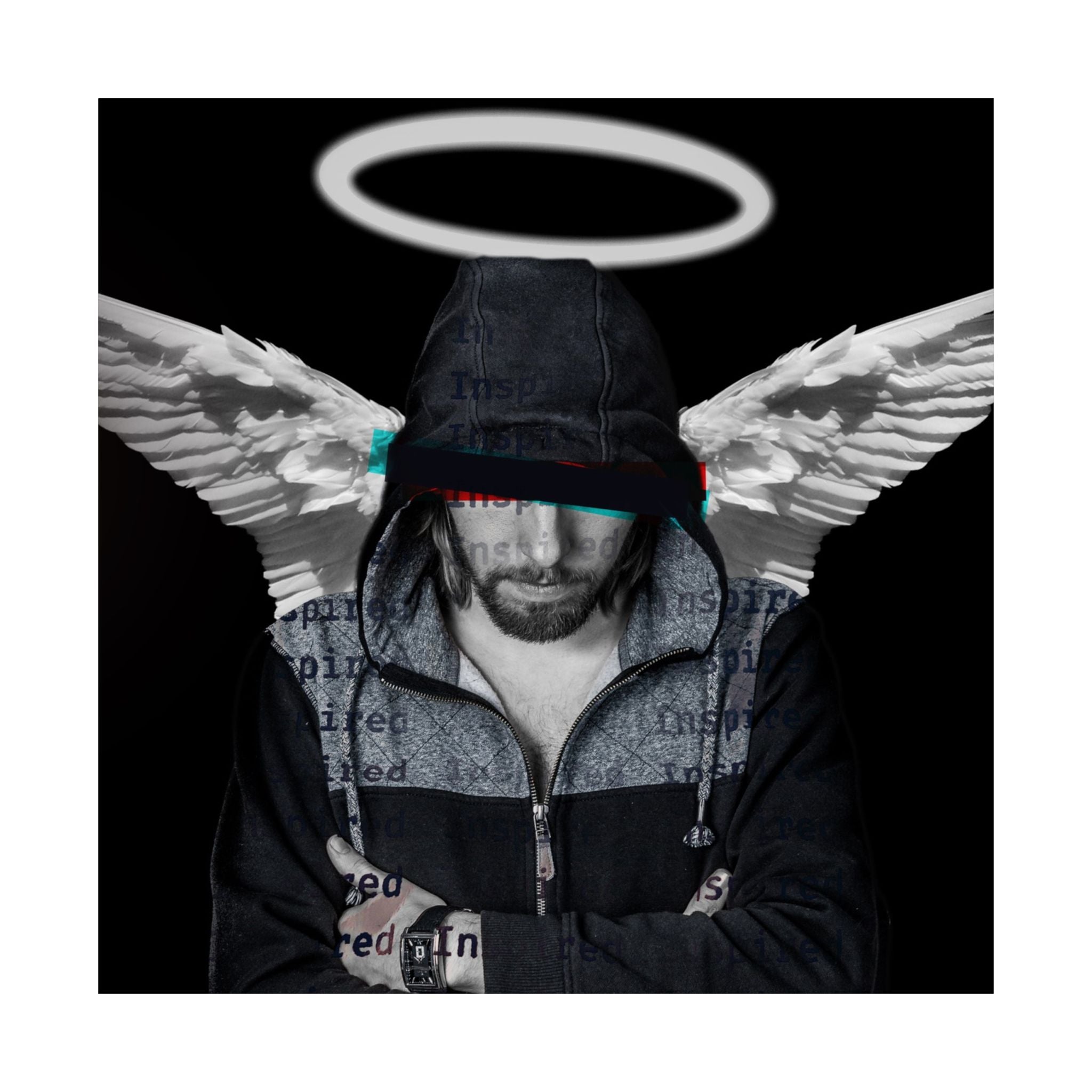 Modern Angel Poster - Black & White Geometric Wings Art Print