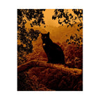 Spooky Cat in Tree Matte Vertical Poster | Premium Quality Art Print for Cat Lovers & Halloween Decor