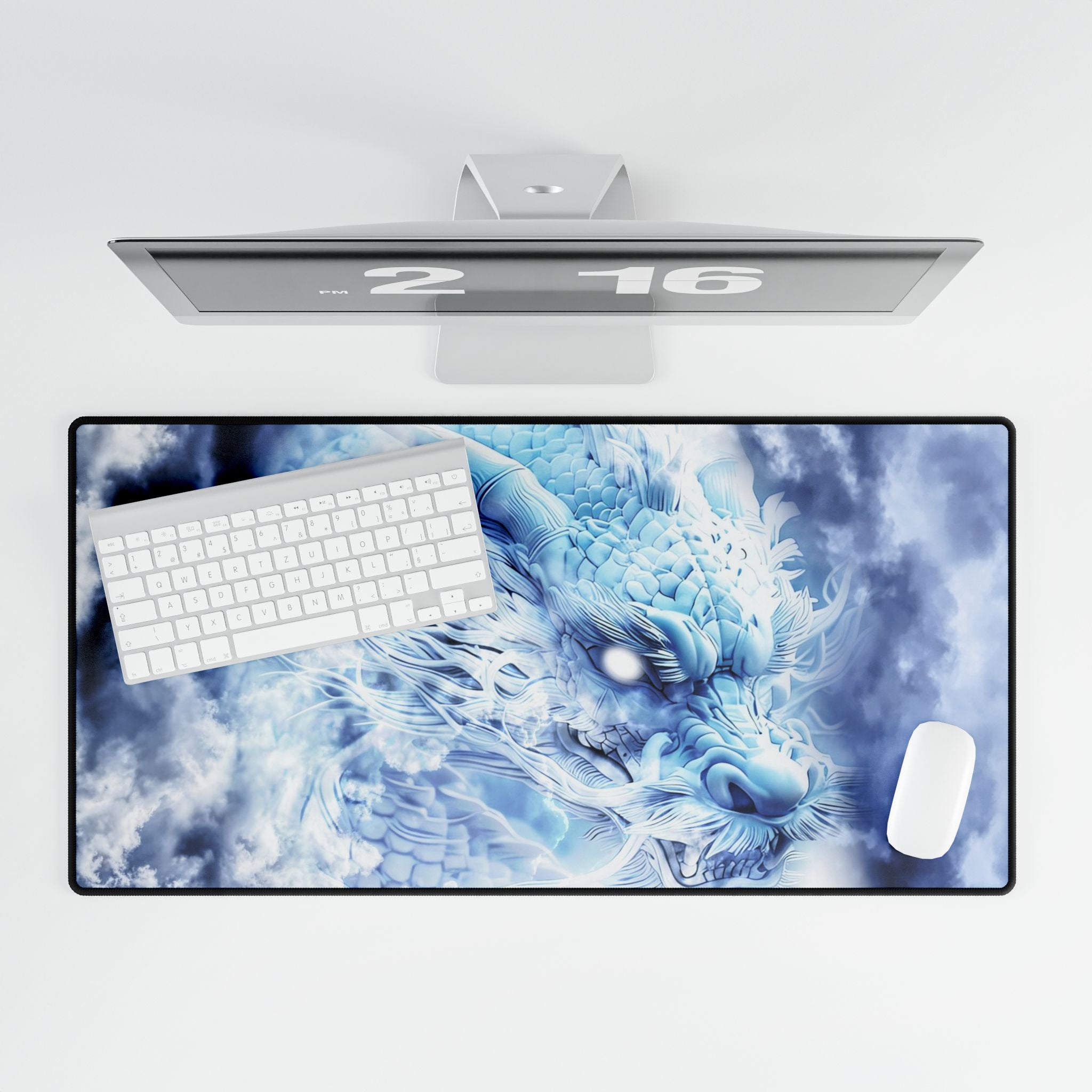Blue Sky Flying Dragon Desk Mat - Majestic Fantasy Mouse Pad