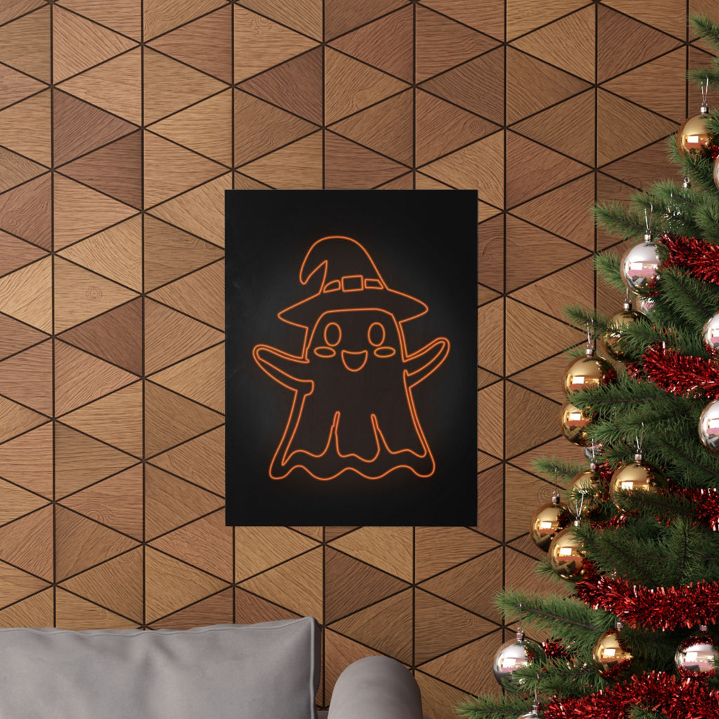 Cute Ghost Halloween Poster Print - Friendly Spooky Art