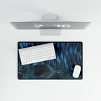 Cyber Wave Escape Retro Grid Desk Mat - Synthwave Mouse Pad