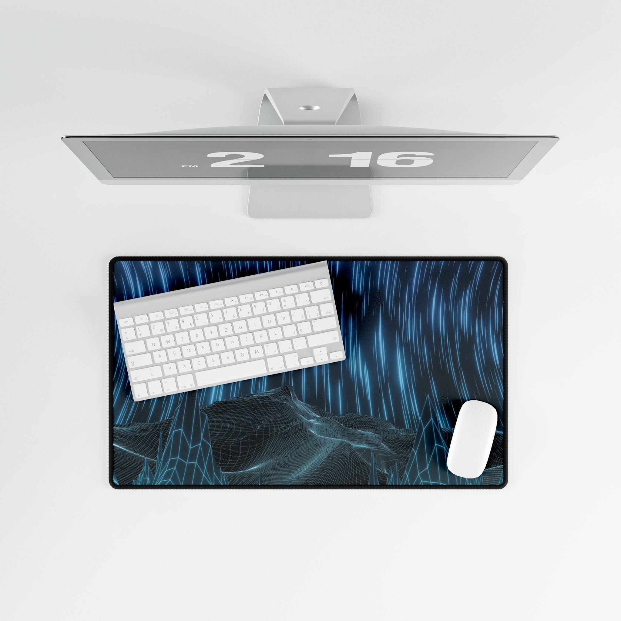 Cyber Wave Escape Retro Grid Desk Mat - Synthwave Mouse Pad