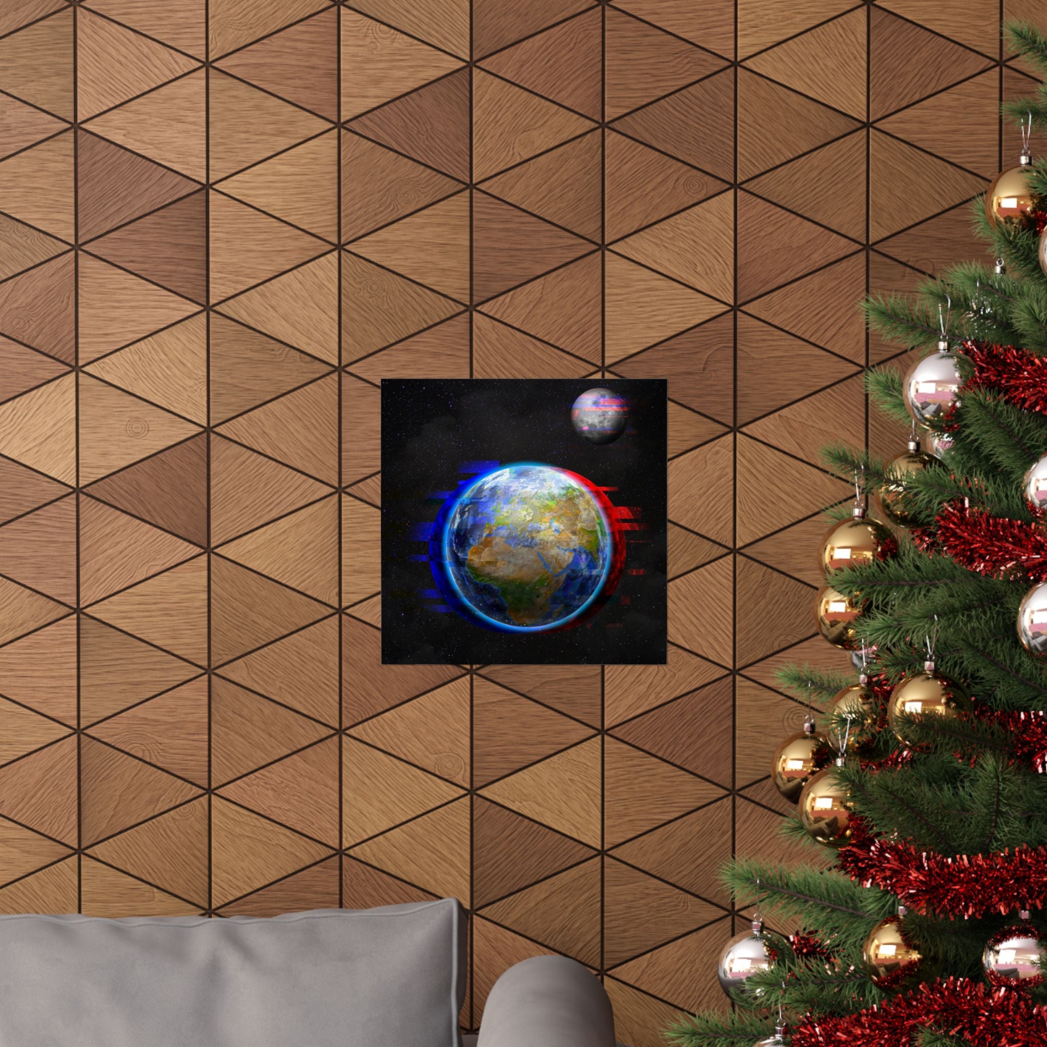 Earth Glitched Poster - Digital Glitch Space Art Print