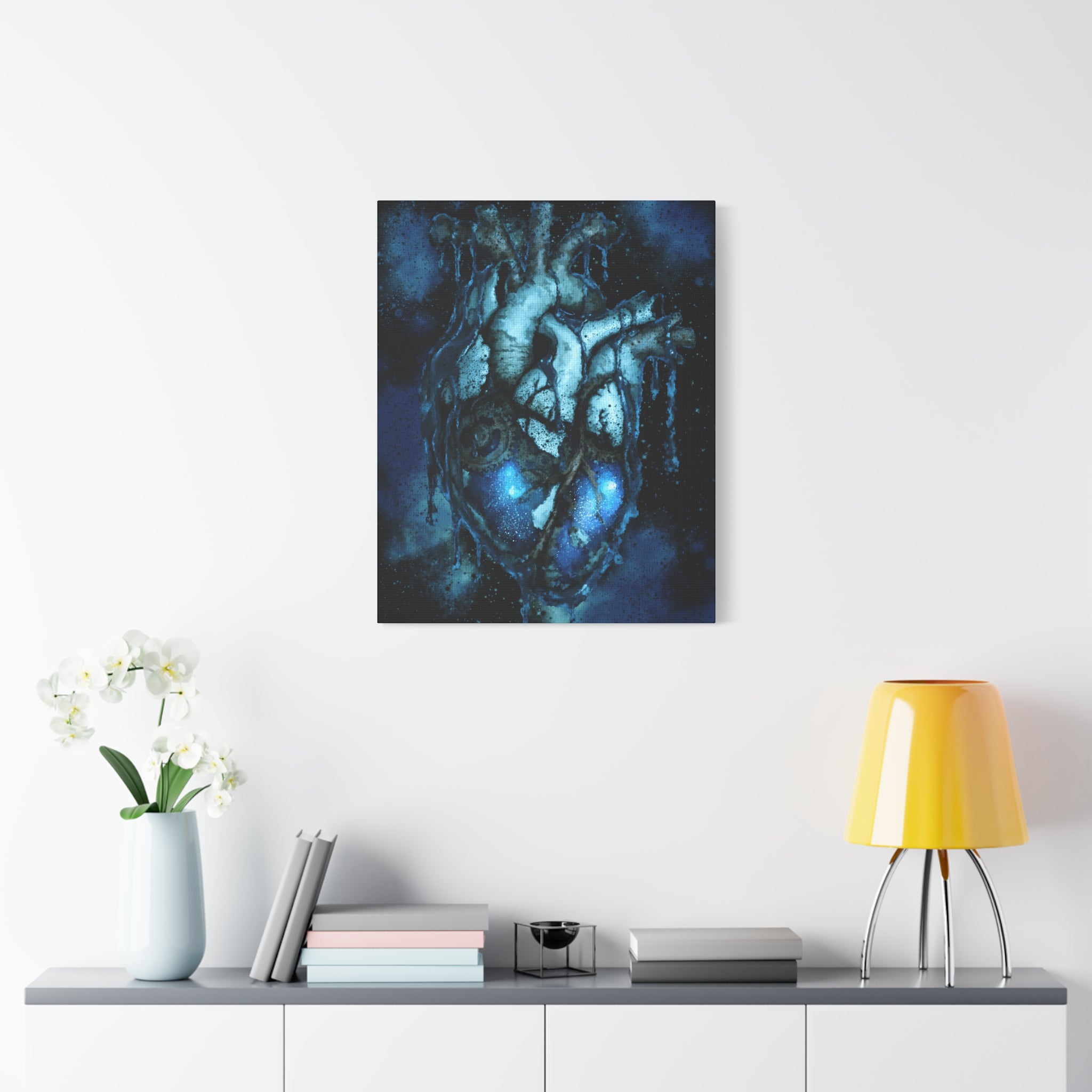Galaxy Heart Canvas Wall Art - Cosmic Anatomical Space Love Decor