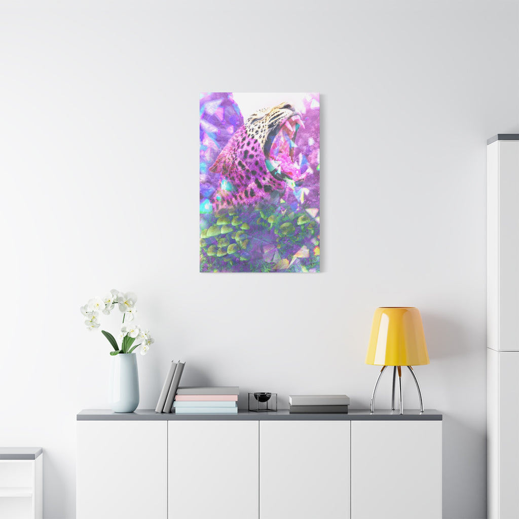 Vibrant Roaring Leopard Matte Canvas Wall Art