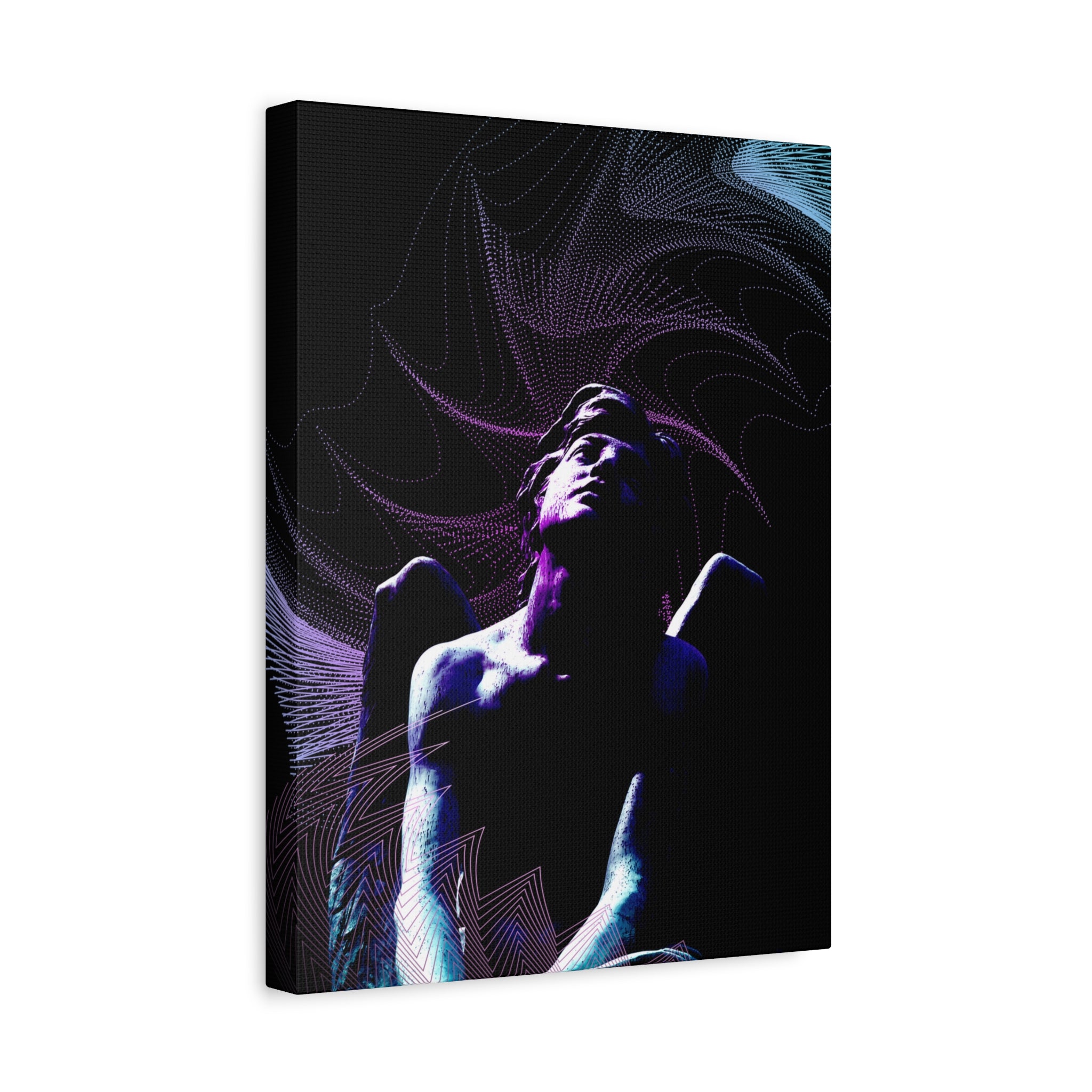 Skybound Canvas Wall Art - Surreal Angel Figure in the Clouds