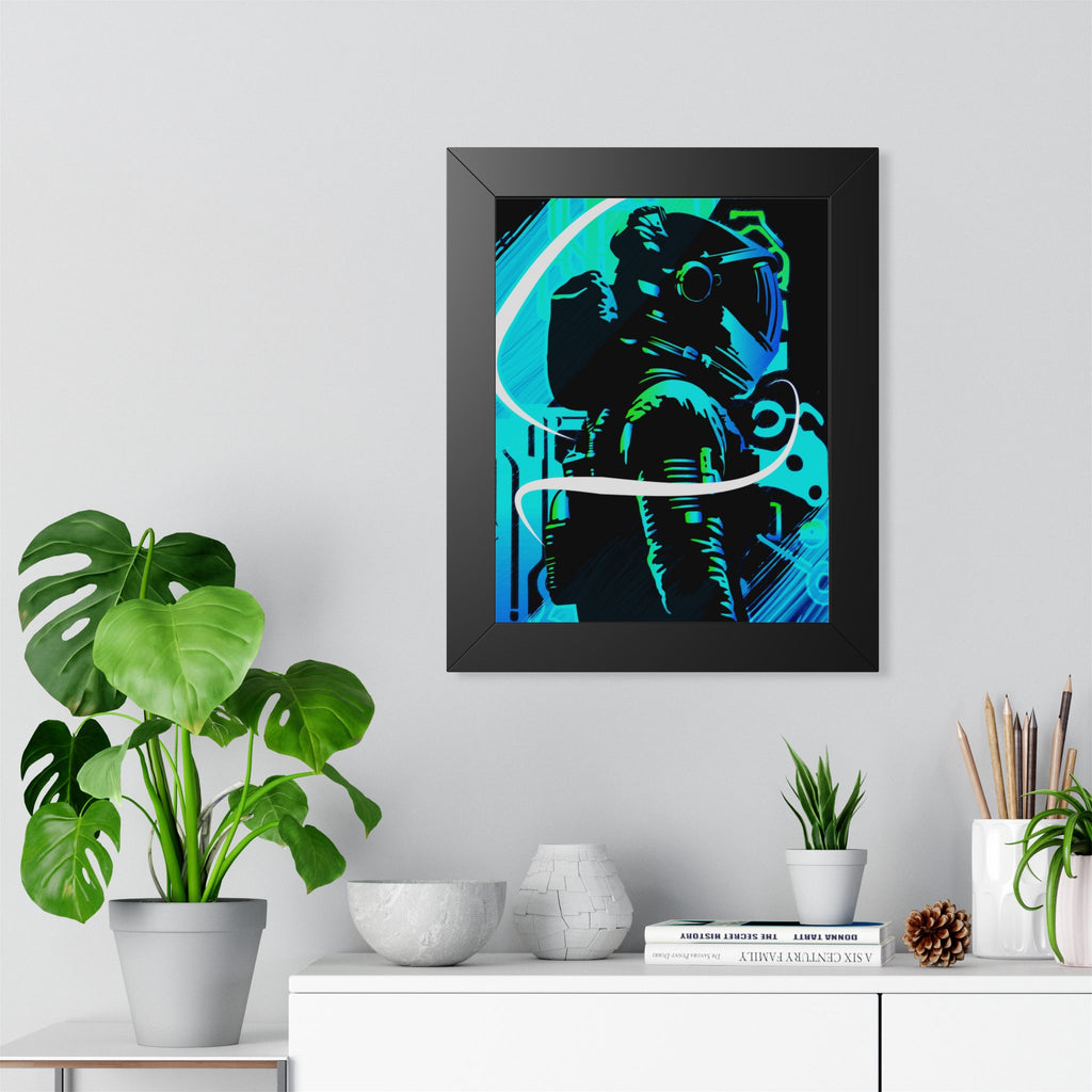 Grunge Paint Blast Framed Poster - Splatter Astronaut Wall Art