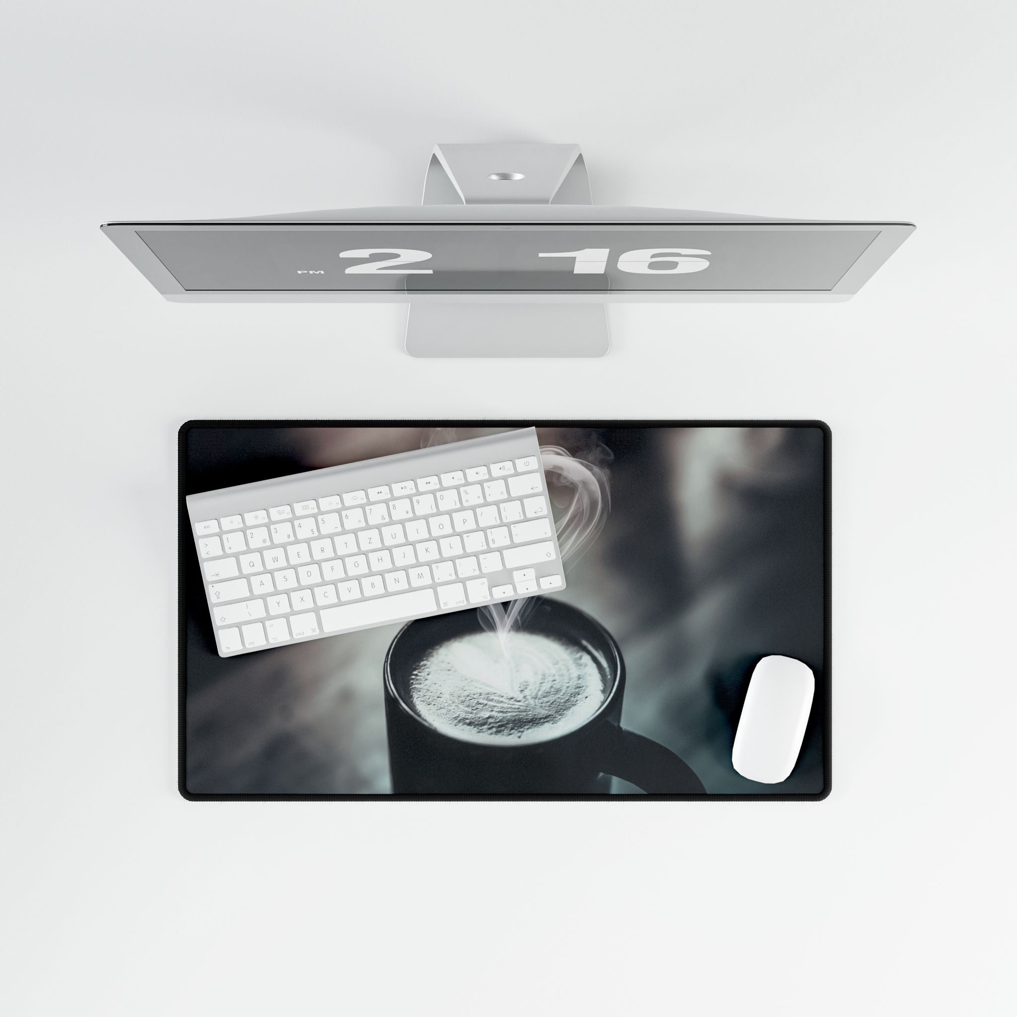 Coffee Love Latte Heart Desk Mat - Cafe Aesthetic Mouse Pad