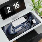 Chrome And Blue Desk Mat - Swirling Vortex Mouse Pad