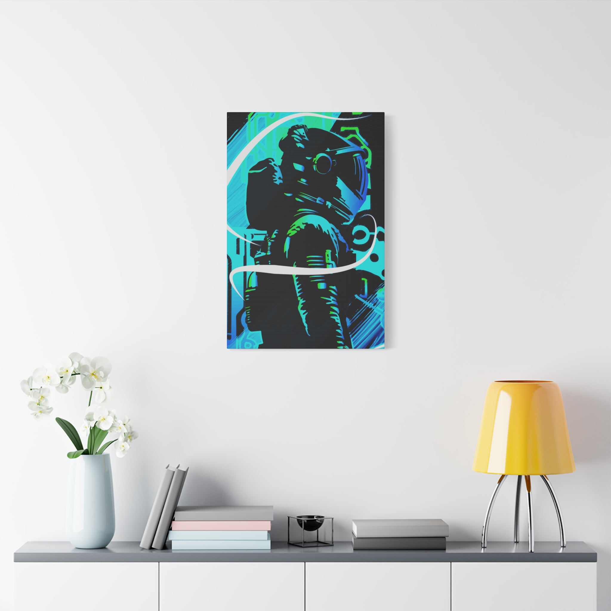 Grunge Paint Blast Canvas Wall Art - Abstract Graffiti Astronaut Decor