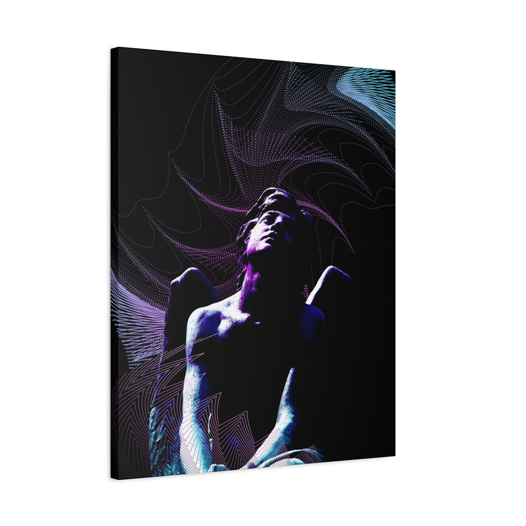 Skybound Canvas Wall Art - Surreal Angel Figure in the Clouds