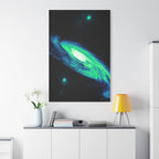 Vaporwave Green Blue Spiral Galaxy Canvas Art | Neon Retro Space Nebula Wall Decor