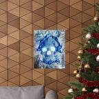 Blue Flame Skull Poster Print - Gothic Fire Skull Art