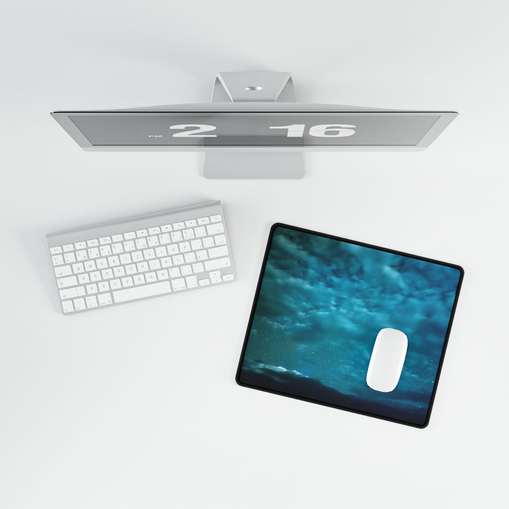Serene Blue Sunrise Desk Mat - Calm Ocean Horizon Mouse Pad