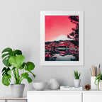 Red Forest Framed Poster - Enchanting Landscape Wall Art
