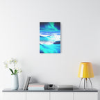 Starry Mountain Sky Canvas Wall Art - Aurora Borealis Decor