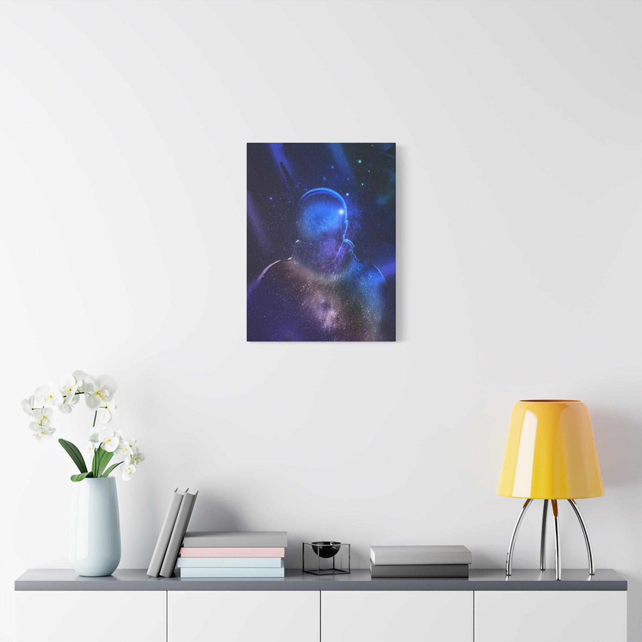 Figure in Space Canvas Wall Art - Cosmic Silhouette Decor