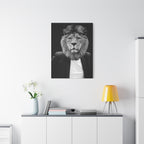 Lion in a Suit Canvas Wall Art - Modern Quirky Animal Portrait